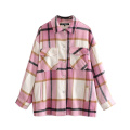 vintage outerwear female streetwear woolen coat women's oversized plaid jackets